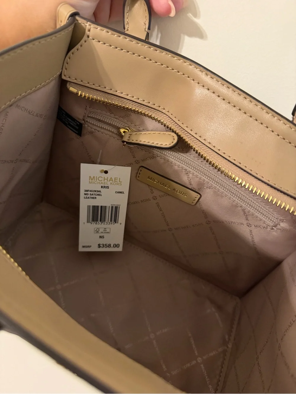 NWT MICHAEL Michael Kors Kris Medium Satchel in Camel